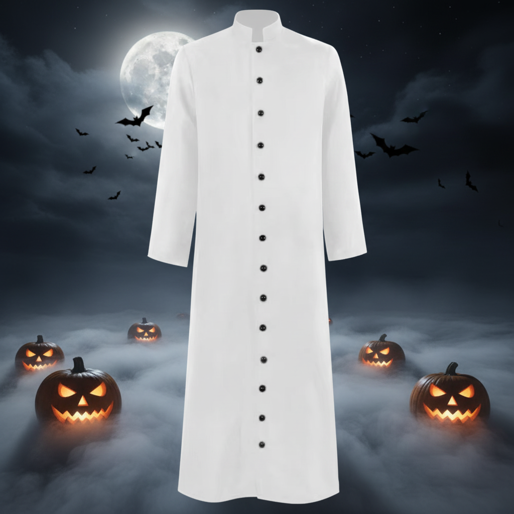 Halloween Priest Costume Robe with Roman Catholic Outfit Long Sleeves Button Front for Cosplay Party - Image 2
