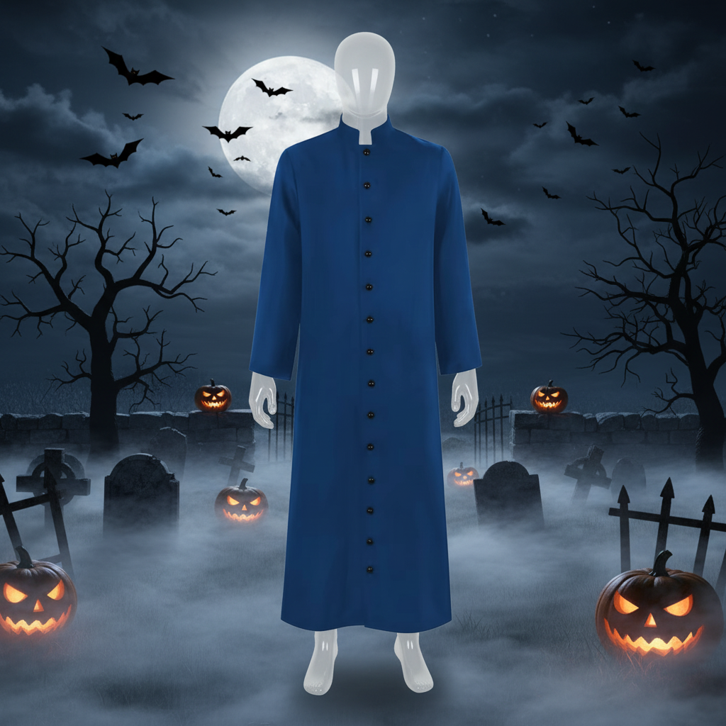 Halloween Priest Costume Robe with Roman Catholic Outfit Long Sleeves Button Front for Cosplay Party - Image 3