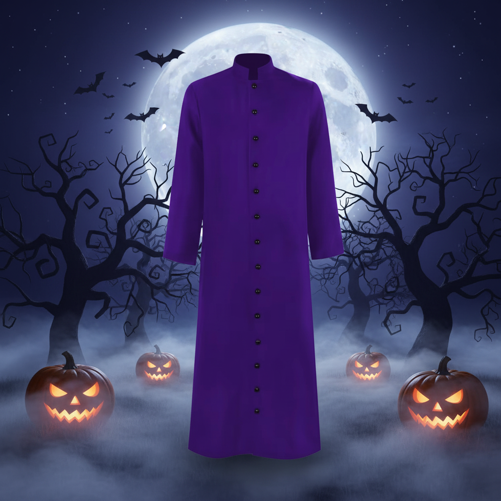 Halloween Priest Costume Robe with Roman Catholic Outfit Long Sleeves Button Front for Cosplay Party - Image 5
