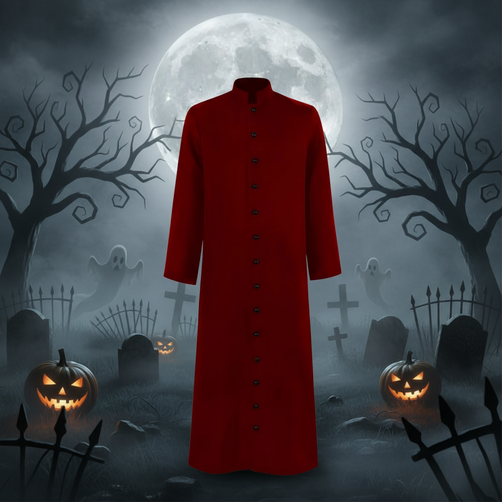 Halloween Priest Costume Robe with Roman Catholic Outfit Long Sleeves Button Front for Cosplay Party - Image 6
