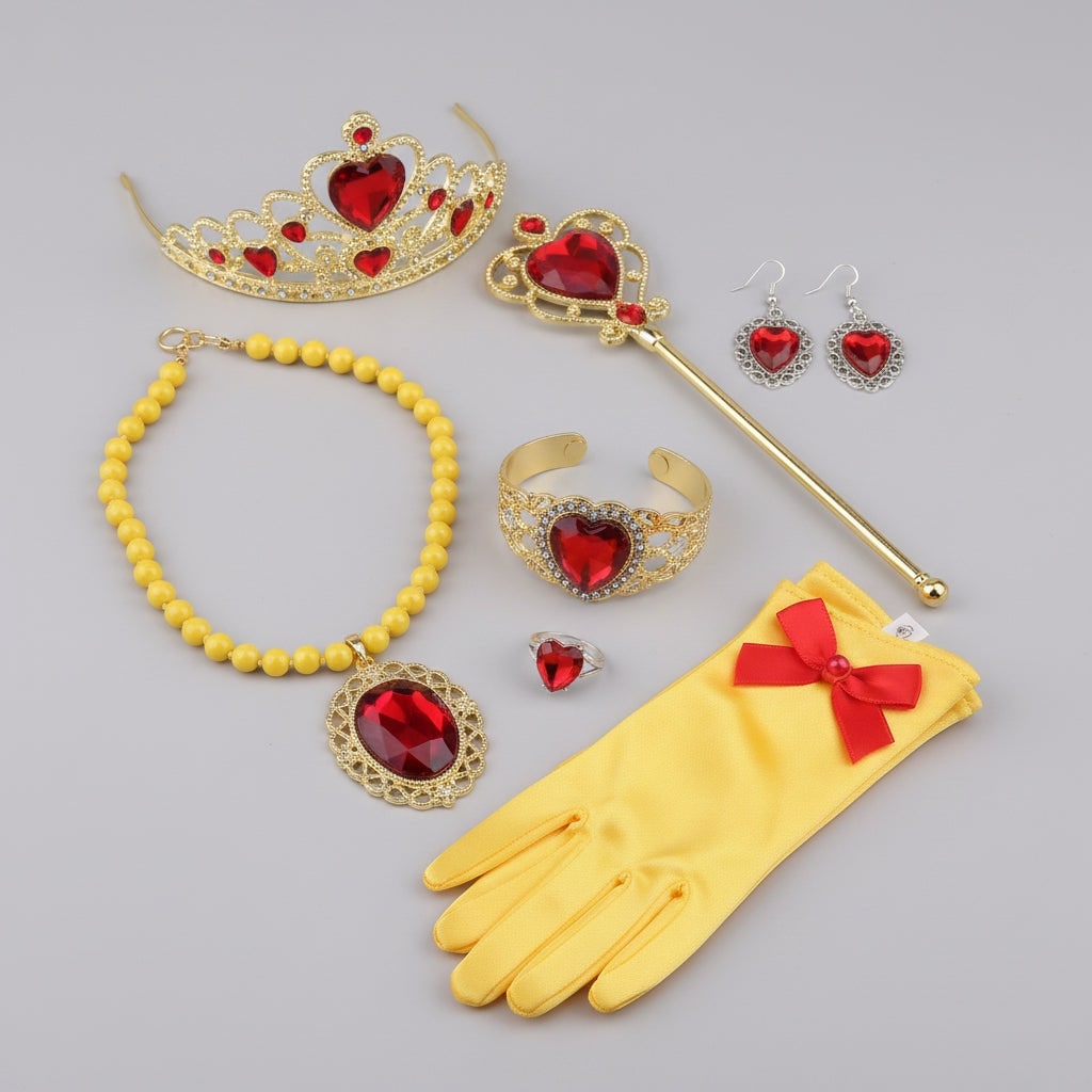 Halloween Princess Dress Up Costume Jewelry and Gloves Accessory Set - Image 1
