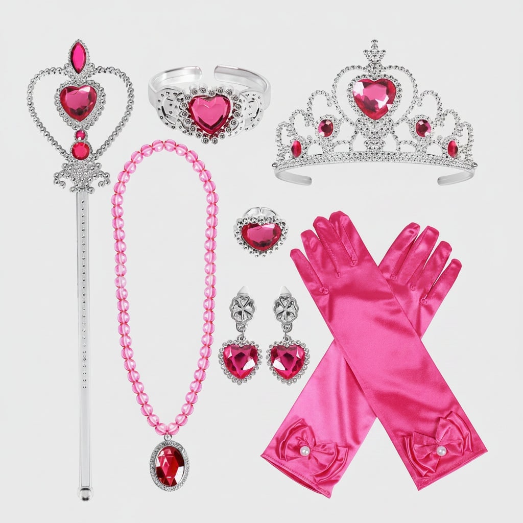 Halloween Princess Dress Up Costume Jewelry and Gloves Accessory Set - Image 2