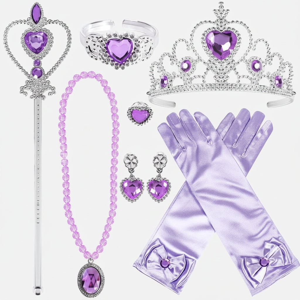 Halloween Princess Dress Up Costume Jewelry and Gloves Accessory Set - Image 3