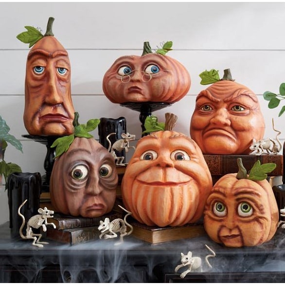 Halloween Pumpkin Decorations with Expressive Faces Resin Figurine for Haunted House Party Decor - Image 10