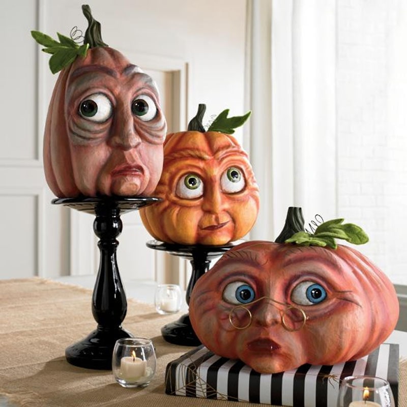 Halloween Pumpkin Decorations with Expressive Faces Resin Figurine for Haunted House Party Decor - Image 3