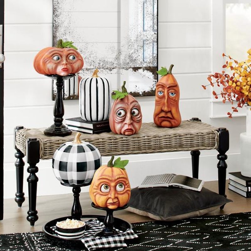 Halloween Pumpkin Decorations with Expressive Faces Resin Figurine for Haunted House Party Decor - Image 6