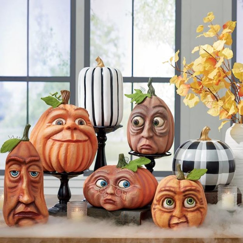 Halloween Pumpkin Decorations with Expressive Faces Resin Figurine for Haunted House Party Decor - Image 8