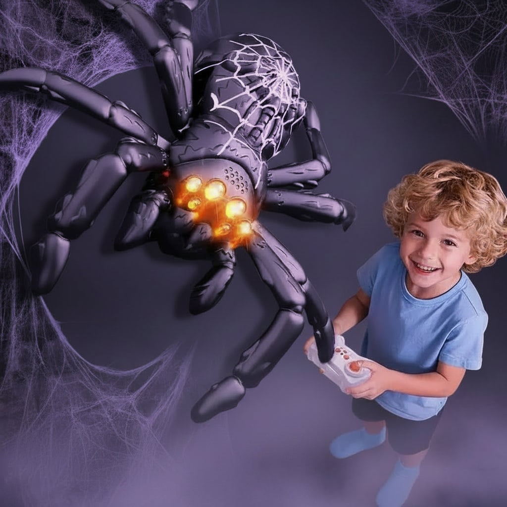 Halloween Remote Control Spider Toy with Wall Climbing Function and LED Eyes - Image 7