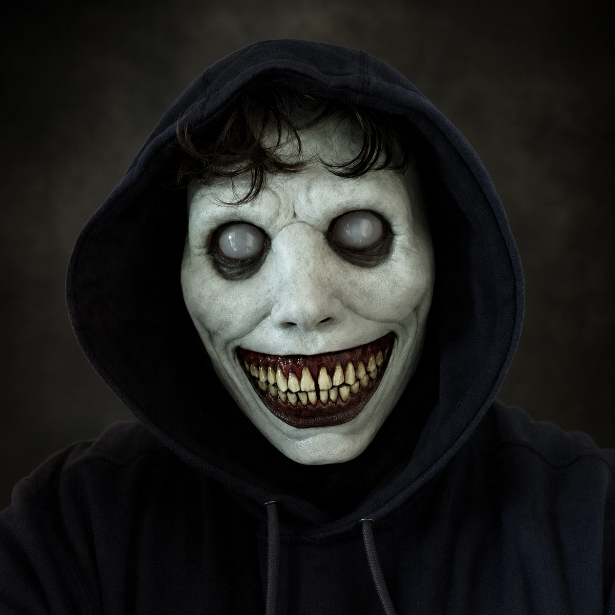 Halloween Scary Face Mask with Sharp Teeth and Wrinkled Skin for Demon Clown Horror Party Costume - Image 1