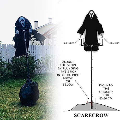 Halloween Scary Scarecrow Outdoor Decoration with Pole and Wind-Activated Swaying for Yard Party - Image 3