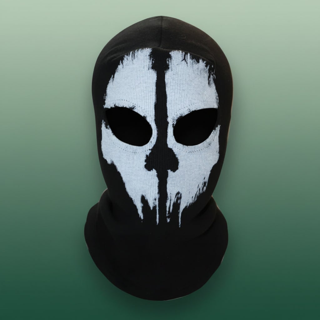 Halloween Skull Balaclava Ski Mask with Full Face Coverage and Knit Distressed Print - Image 2