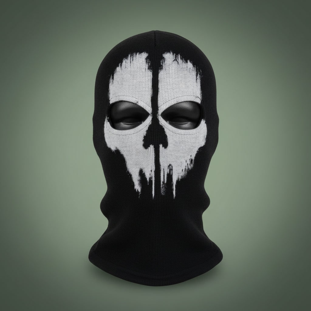 Halloween Skull Balaclava Ski Mask with Full Face Coverage and Knit Distressed Print - Image 4