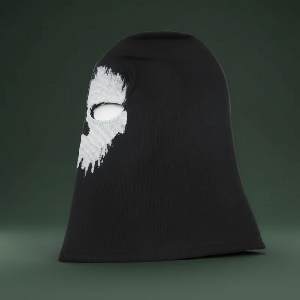 Halloween Skull Balaclava Ski Mask with Full Face Coverage and Knit Distressed Print - Image 5