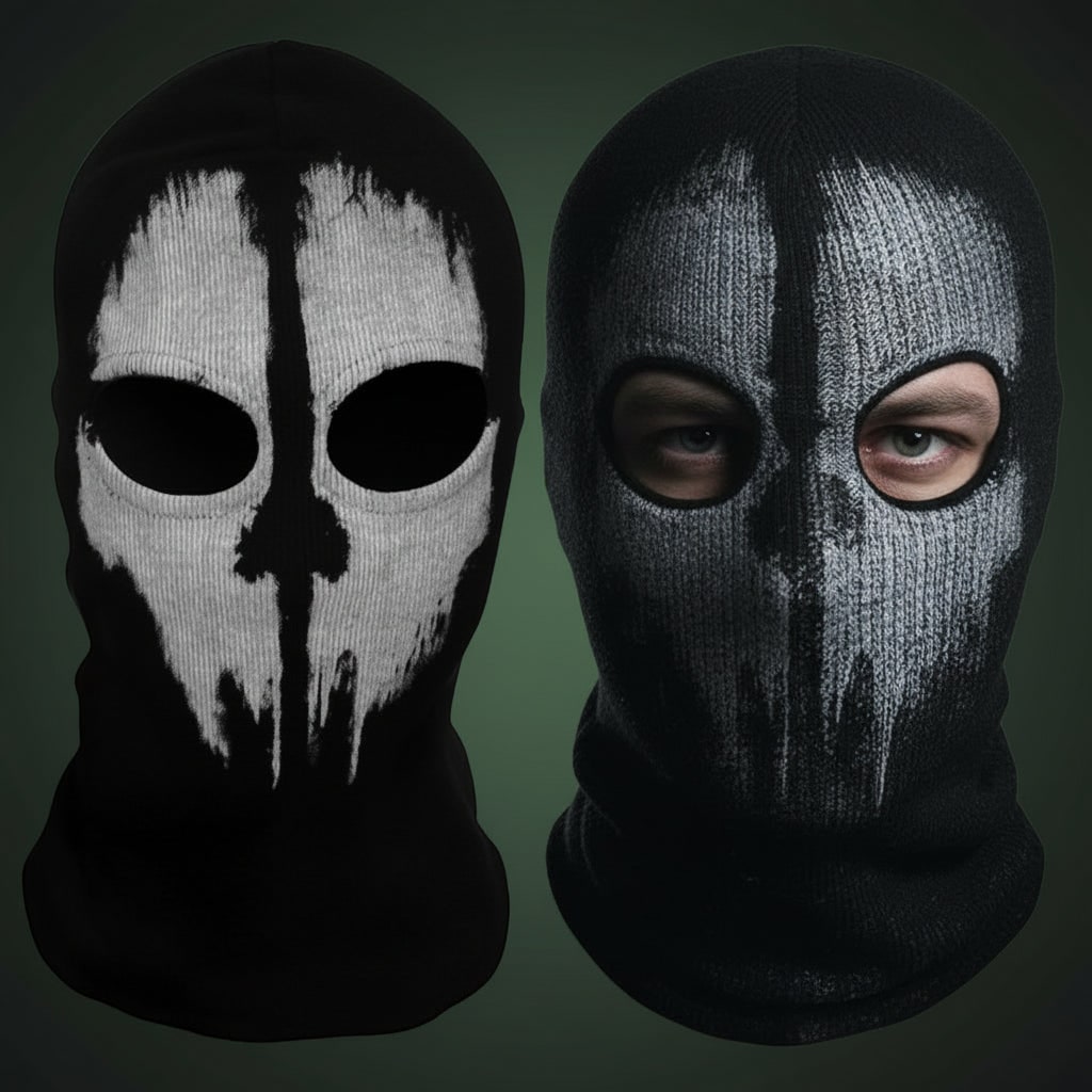 Halloween Skull Balaclava Ski Mask with Full Face Coverage and Knit Distressed Print - Image 6