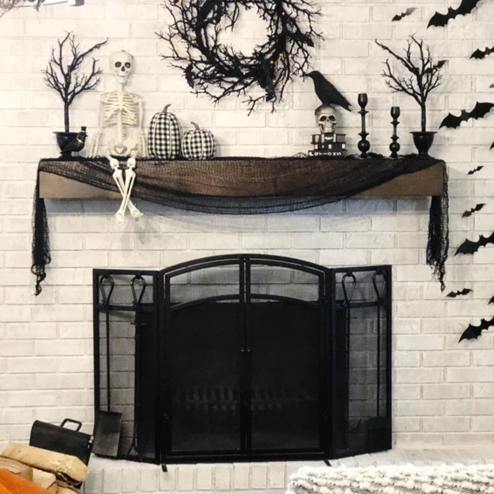 Halloween Spider Web Decoration Black Creepy Cloth Gauze Fabric for Haunted House Party - Image 2