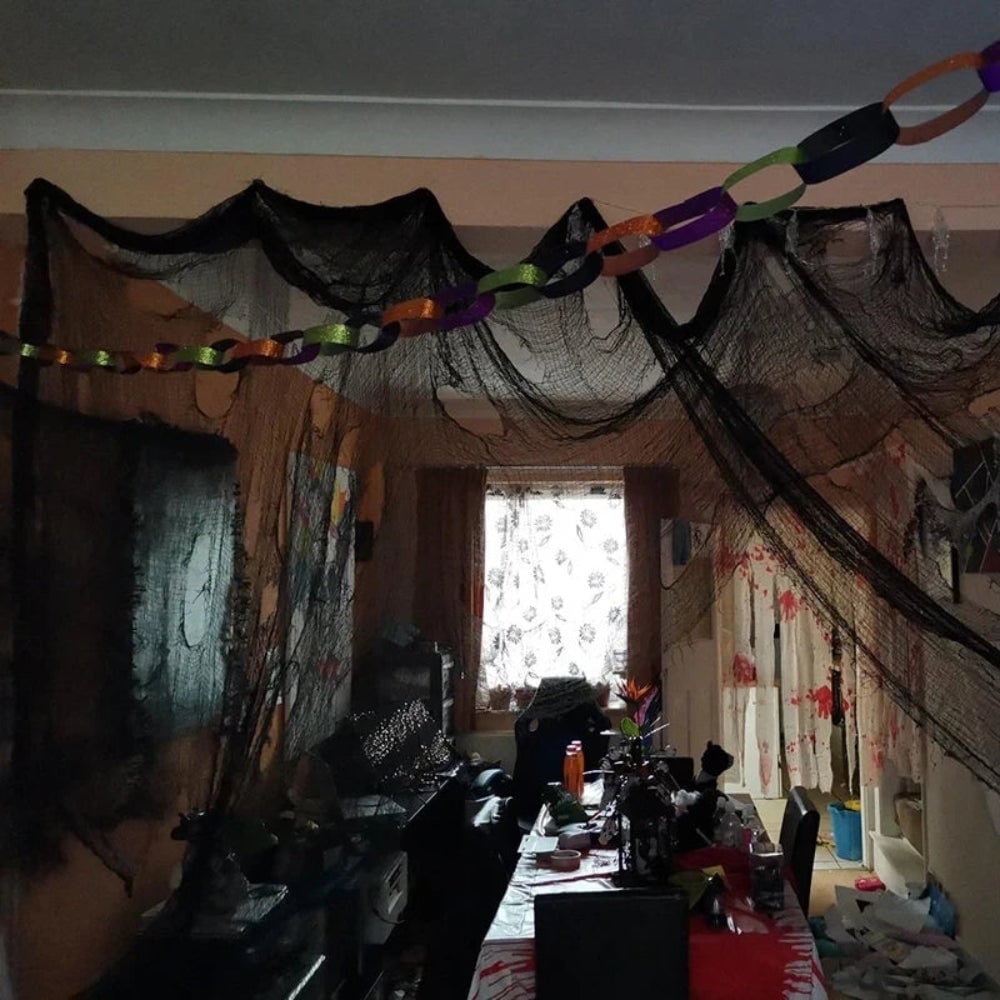 Halloween Spider Web Decoration Black Creepy Cloth Gauze Fabric for Haunted House Party - Image 4