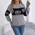 Halloween Sweater with Crew Neck Knit and Pumpkin Design for Fall Party Quarter Zip - Image 5