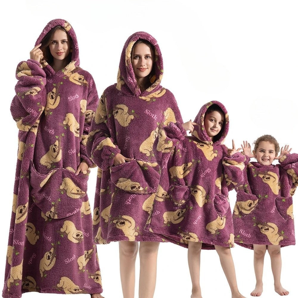 Halloween Wearable Blanket Hoodie Oversized Fleece with Front Pocket and Hooded Design - Image 1