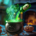 Halloween Witch Cauldron Decoration with Mist Maker LED Lights and Floating Bottle Prop - Image 17