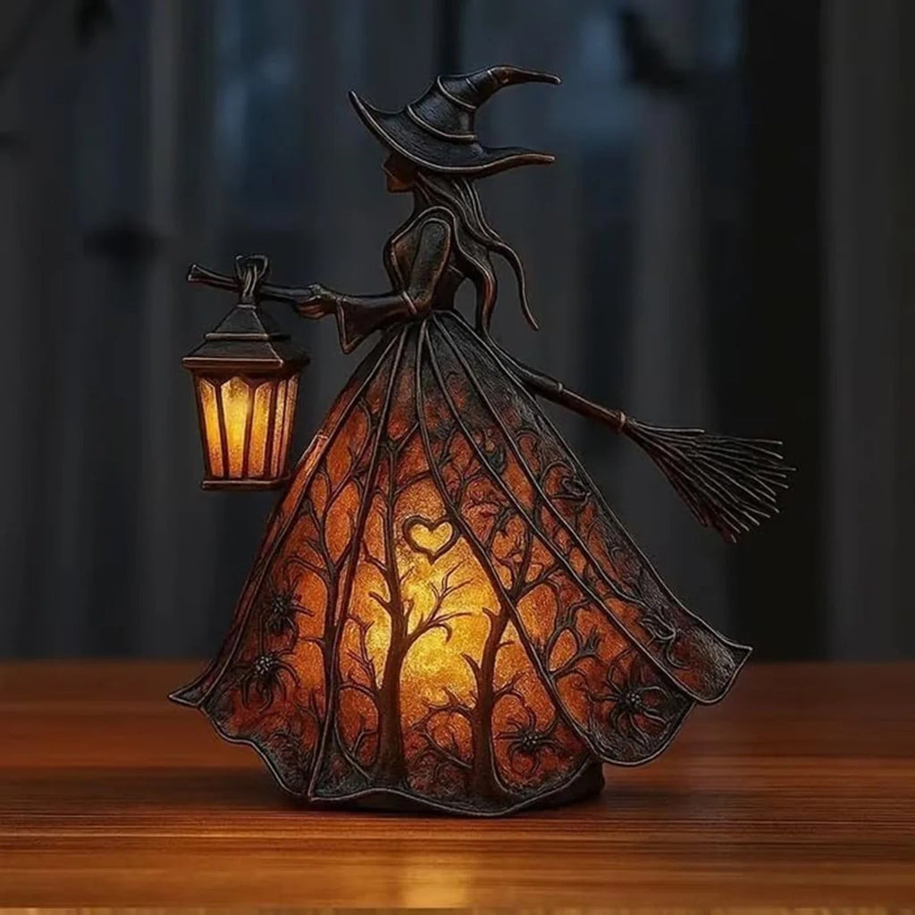 Halloween Witch Decoration with LED Lantern Light and Broomstick for Party - Image 3