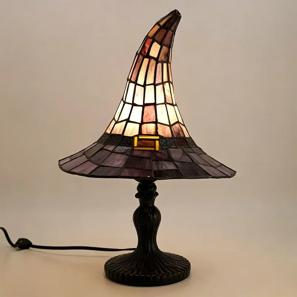 Halloween Witch Hat Table Lamp with Stained Glass Shade and USB Power for Bedside Decoration - Image 4
