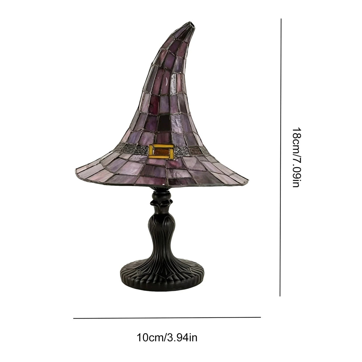 Halloween Witch Hat Table Lamp with Stained Glass Shade and USB Power for Bedside Decoration - Image 5