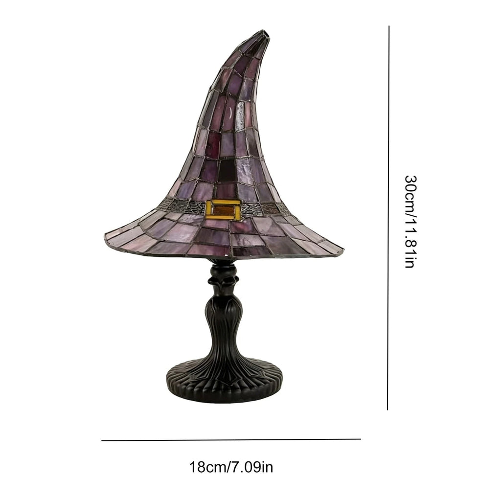 Halloween Witch Hat Table Lamp with Stained Glass Shade and USB Power for Bedside Decoration - Image 6