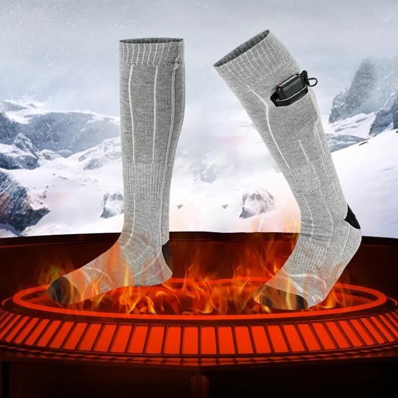 Heated Battery Operated Rechargeable Warming Socks Knee High Knit with Thermal Pocket - Image 3