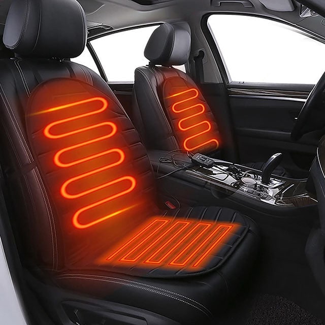 Heated Car Seat Cover and Cushion with Backrest Support Quilted Padding and 12v Power Adapter - Image 10