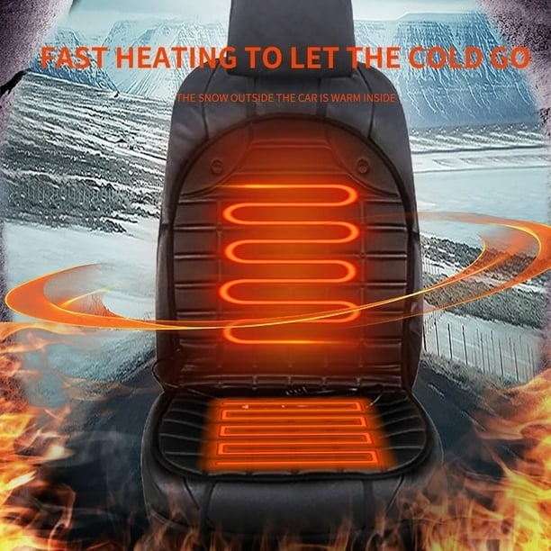 Heated Car Seat Cover and Cushion with Backrest Support Quilted Padding and 12v Power Adapter - Image 3