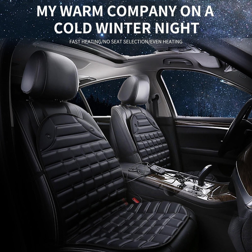 Heated Car Seat Cover and Cushion with Backrest Support Quilted Padding and 12v Power Adapter - Image 5