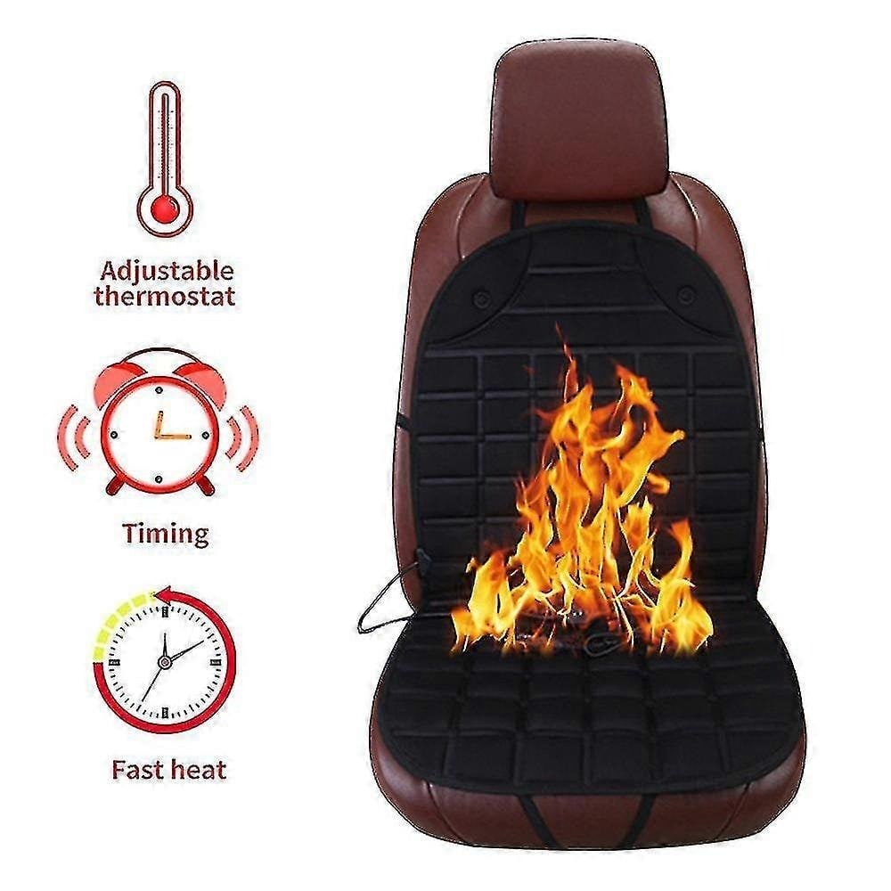 Heated Car Seat Cover and Cushion with Backrest Support Quilted Padding and 12v Power Adapter - Image 8