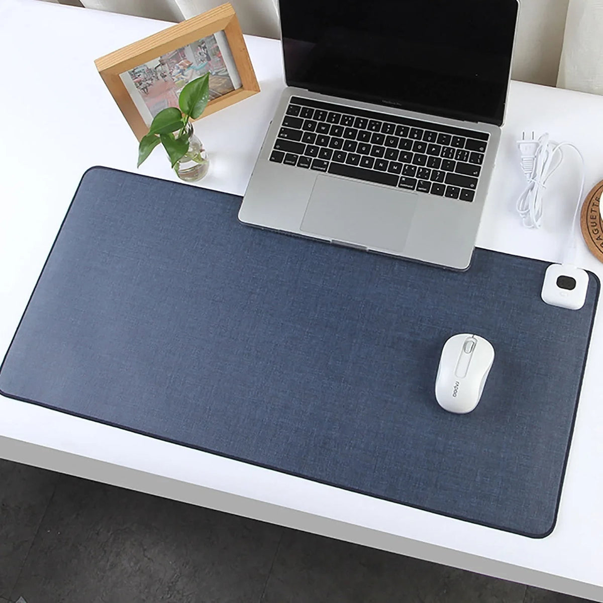 Heated Desk Mat Pad with Adjustable Temperature Control and Linen Stitched Surface - Image 3