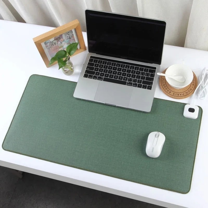 Heated Desk Mat Pad with Adjustable Temperature Control and Linen Stitched Surface - Image 4