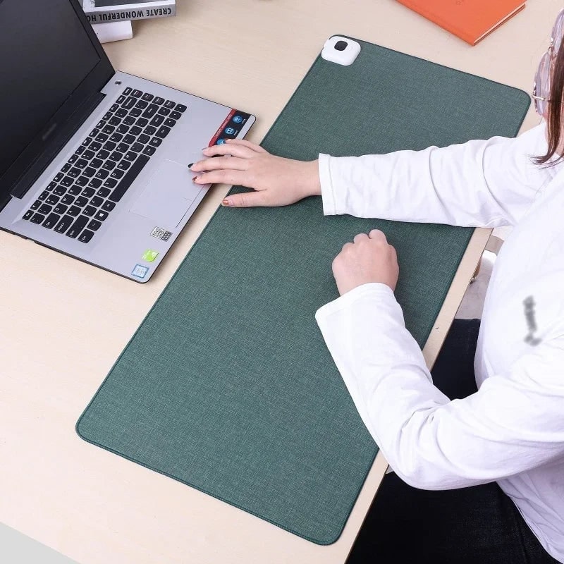 Heated Desk Mat Pad with Adjustable Temperature Control and Linen Stitched Surface - Image 6