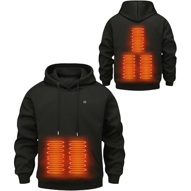 Heated Hoodie with USB Electric Heating Zones and Drawstring Hood - Image 1
