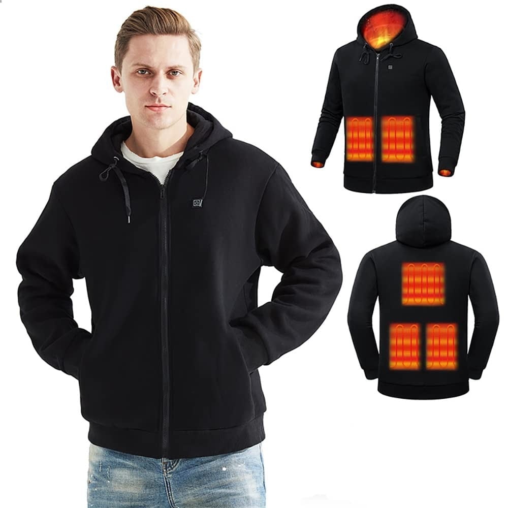 Heated Hoodie with USB Electric Heating Zones and Drawstring Hood - Image 2