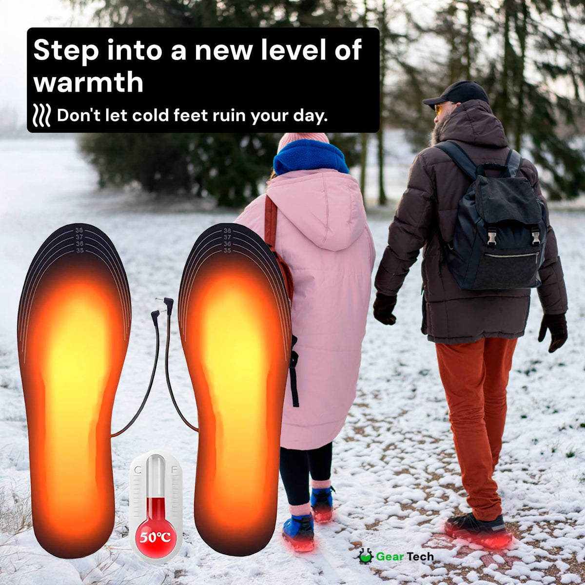 Heated Insoles Usb-Powered with Trim-To-Fit Design and Adjustable Heat Settings - Image 2