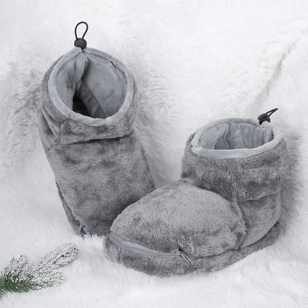 Heated Slippers with USB Warming Arch Support and Plush Faux Fur Bootie Design - Image 4