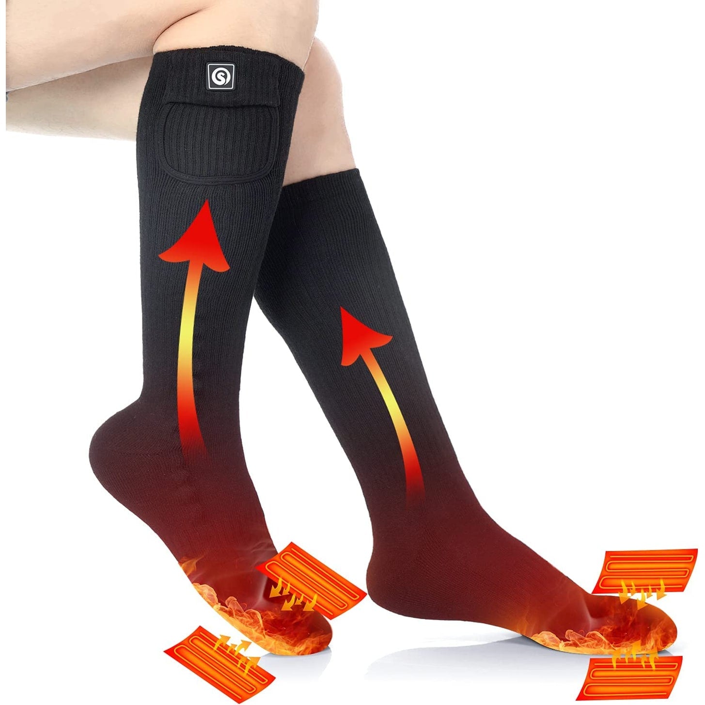 Heated Socks Moisture Wicking Ankle with Rechargeable Battery and Ribbed Knit Calf - Image 1