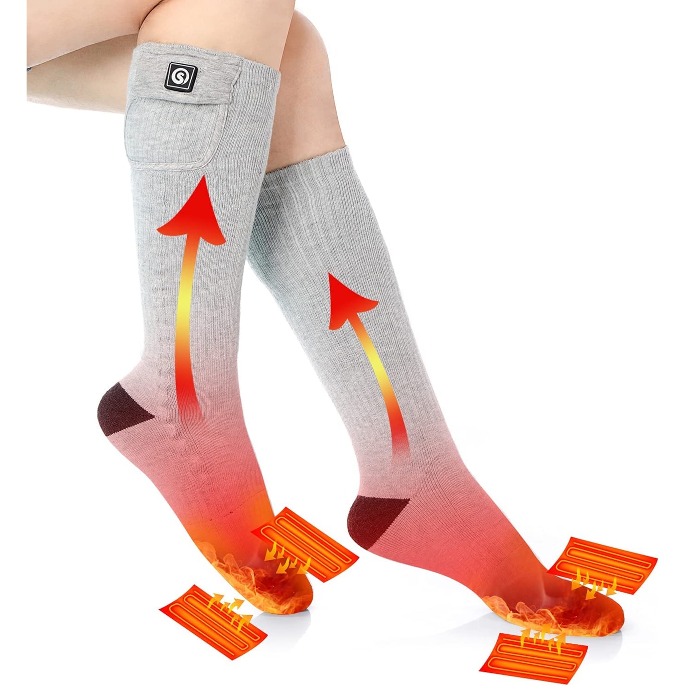 Heated Socks Moisture Wicking Ankle with Rechargeable Battery and Ribbed Knit Calf - Image 10