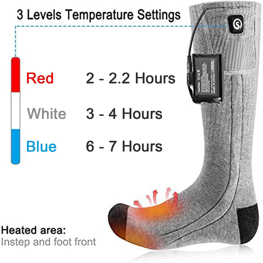 Heated Socks Moisture Wicking Ankle with Rechargeable Battery and Ribbed Knit Calf - Image 4
