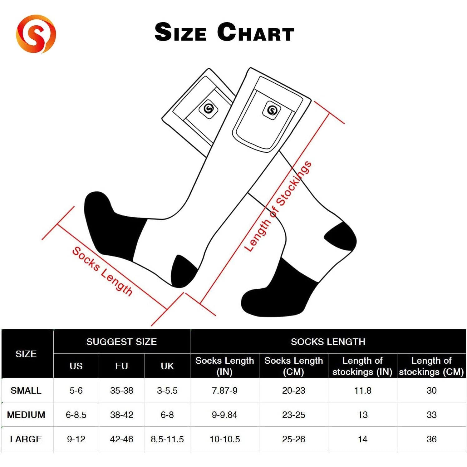 Heated Socks Moisture Wicking Ankle with Rechargeable Battery and Ribbed Knit Calf - Image 6
