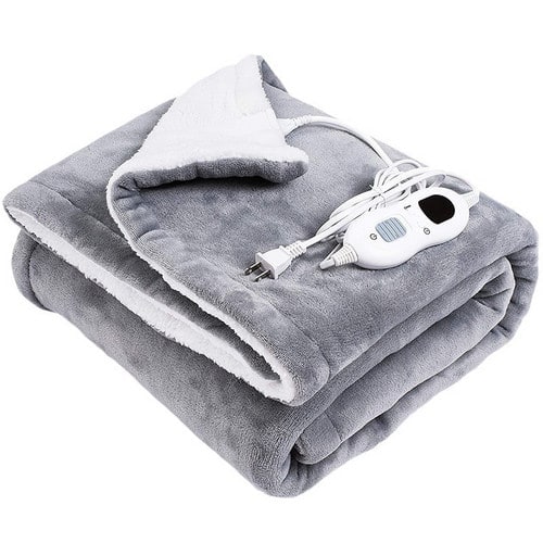 Heated Throw Blanket with Sherpa Fleece Lining Flannel Exterior and Auto Shut-Off Timer - Image 4