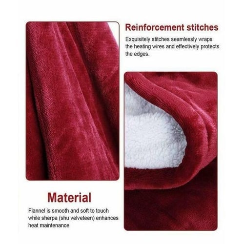 Heated Throw Blanket with Sherpa Fleece Lining Flannel Exterior and Auto Shut-Off Timer - Image 6