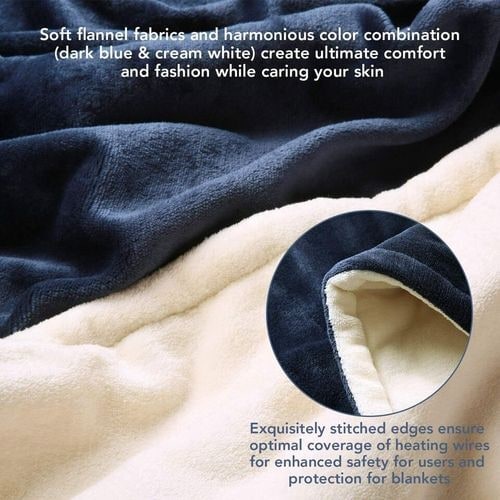 Heated Throw Blanket with Sherpa Fleece Lining Flannel Exterior and Auto Shut-Off Timer - Image 7