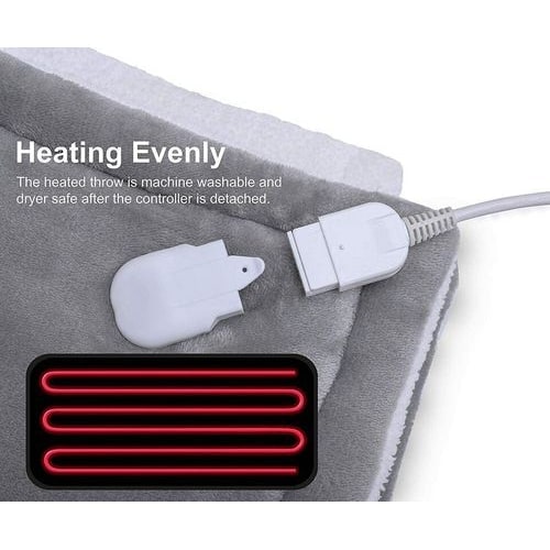 Heated Throw Blanket with Sherpa Fleece Lining Flannel Exterior and Auto Shut-Off Timer - Image 9
