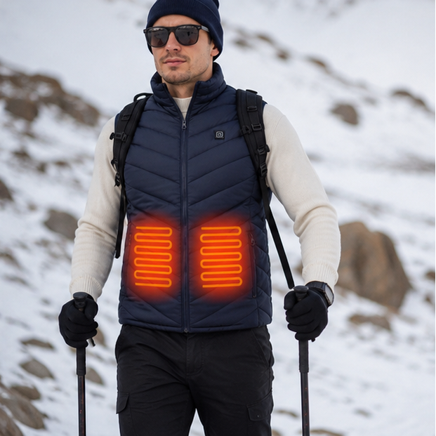 Heated Vest for Men and Sleeveless Puffer with Stand Collar Rechargeable - Image 10