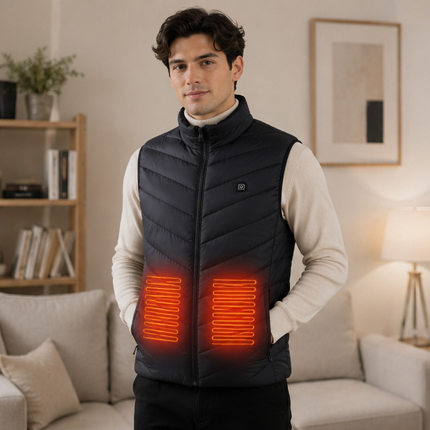 Heated Vest for Men and Sleeveless Puffer with Stand Collar Rechargeable - Image 11