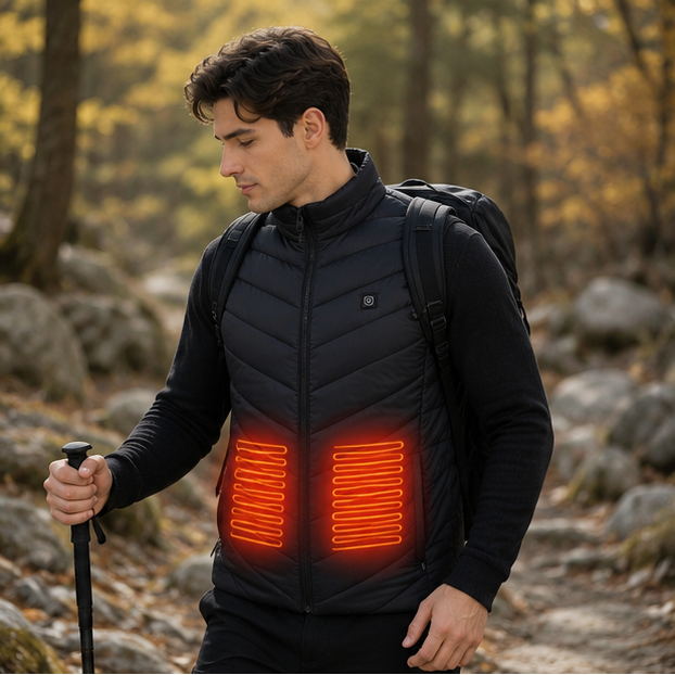 Heated Vest for Men and Sleeveless Puffer with Stand Collar Rechargeable - Image 12